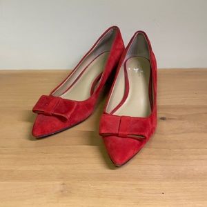 Ann Taylor red suede block heels